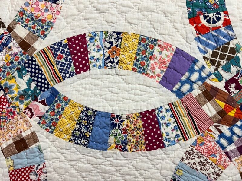 Handmade 1940's Double Wedding Ring Quilt
