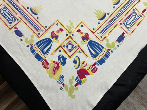 1950's Mexican Motif Print Tablecloth