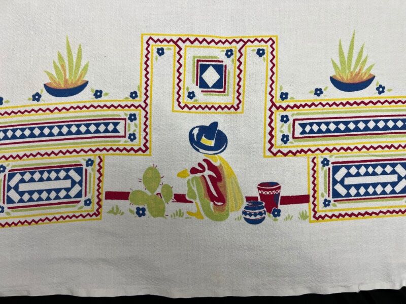1950's Mexican Motif Print Tablecloth